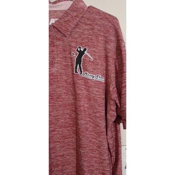 Alex Vando Golf Polo Shirt Men's Large Short Sleeve Money Shots Heather Red EUC - Picture 3 of 4